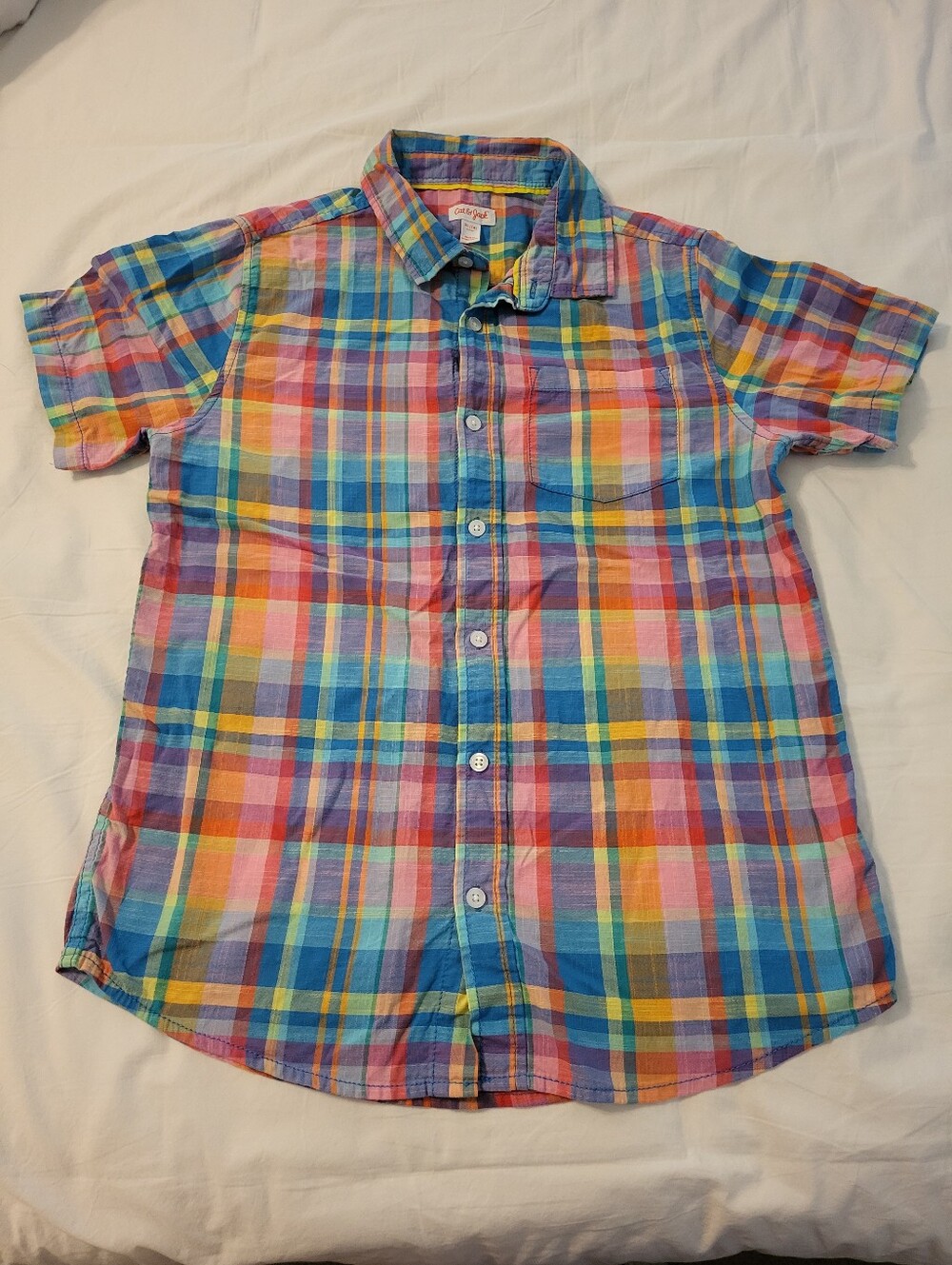 Cat & Jack 100% Cotton Plaid Button Up Boys Size XL (14)